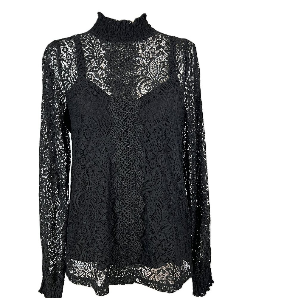 🖤 Dark Romantic Lace Blouse: Neo-Victorian Whimsigoth Statement size L